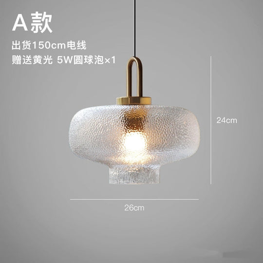 Nordic Modern Hand Blown Crater Pattern Glass Pendant Ceiling Light Fixture For Living Room Kitchen
