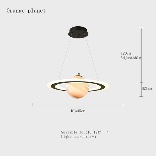 Acrylic Planet Pendant Light Children Room Space Star Led Hanging Lamp Retro Earth Ball Home Decor