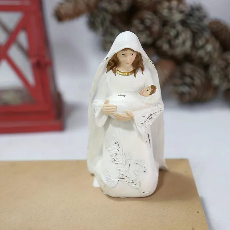 Christmas Holy Family Figurines Piece Nativity Scene Figurine Resin Religious Art Decor Statue