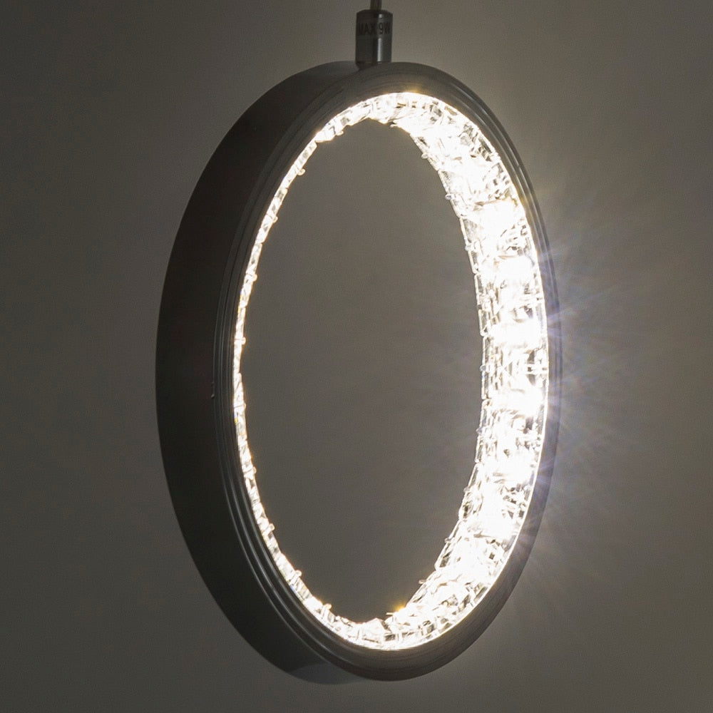 Nordic Circular Ring Crystal Pendant Light Modern Hanging Lamp Stairway Corridor Lustre Chandelier
