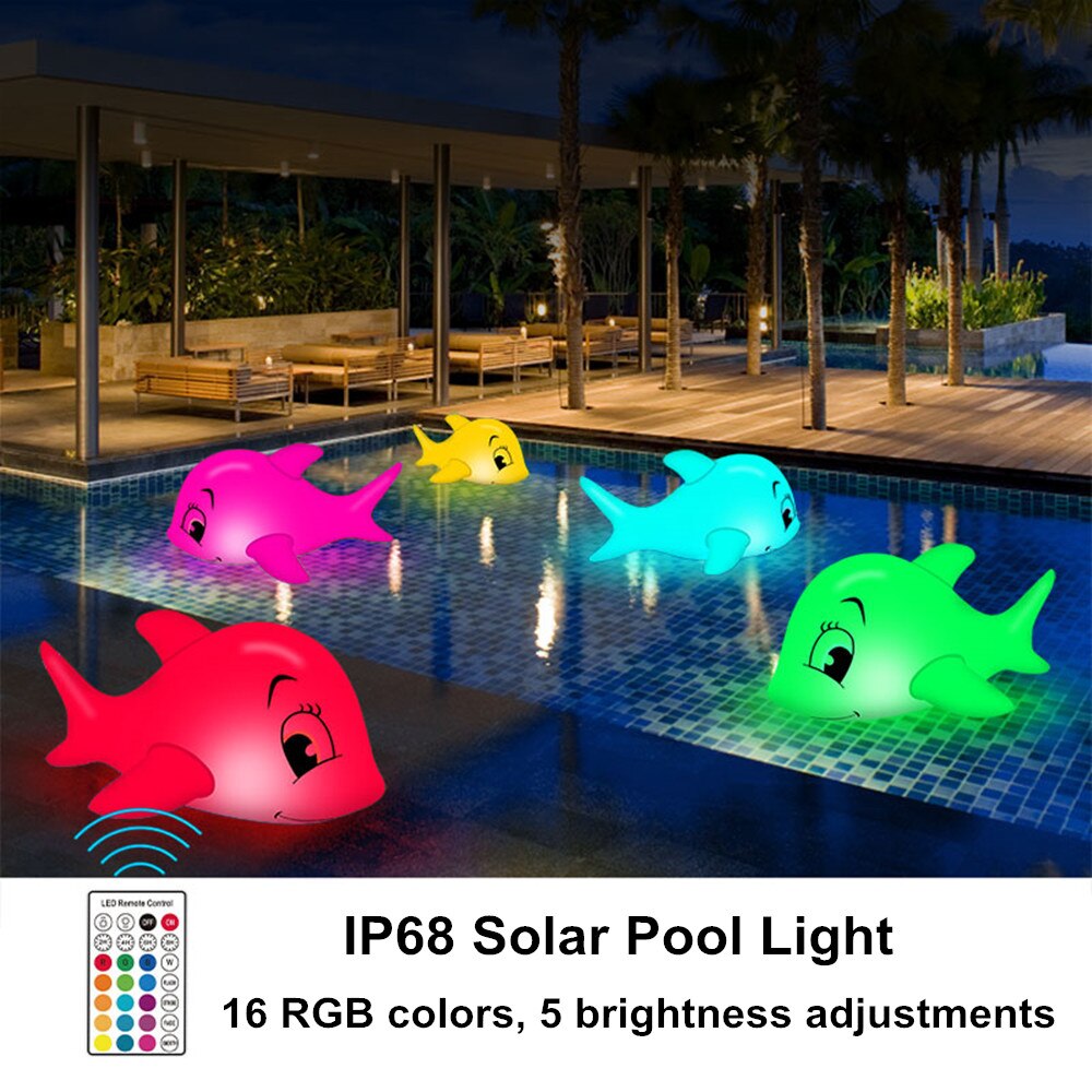 Solar Floating Dolphin Ball Light Swimming Pool Waterproof Lawn Balloon Lamp Home Party Garden