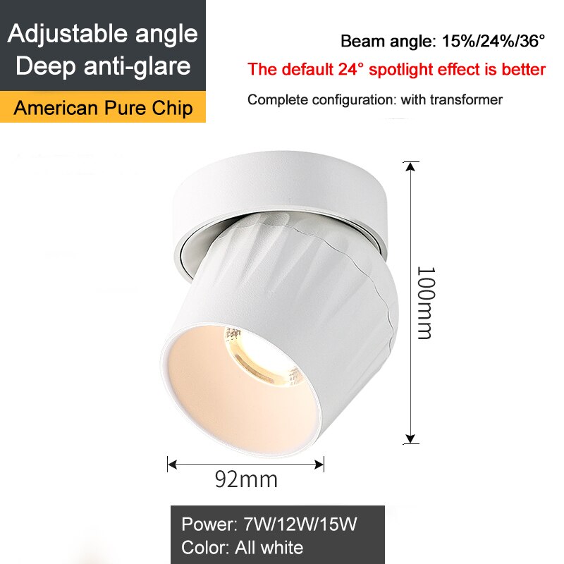 Foldable Led Ceiling Lights Lamp Dimmable Cob Spot 15W Surface Mounted Downlight For Indoor