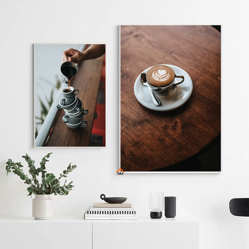 Nordic Coffee And Afternoon Tea Canvas Wall Art: Decorative Poster Prints Painting