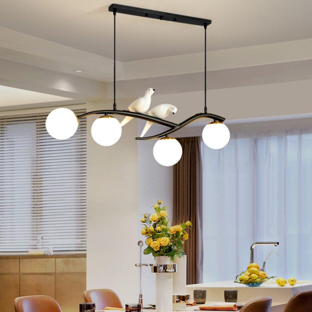 Nordic Modern Bird Pendant Lights White Glass Ball Lighting