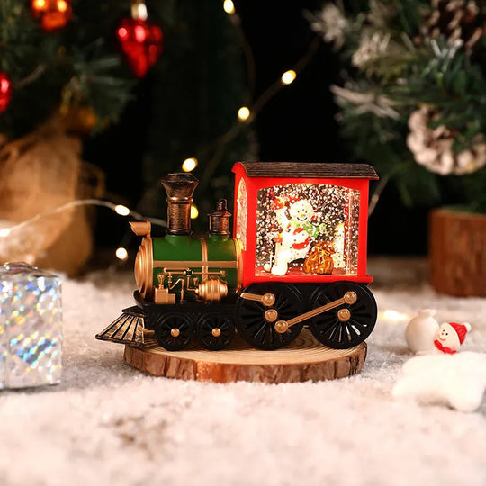 Santa Claus Snowman Christmas Gift Eve Music Box Train Crystal Ball Ornaments Table Decoration