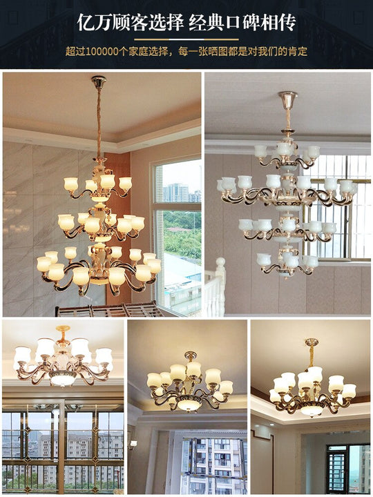 European Style Building Chandelier Villa Living Room Large Middle Floor Lamp Long Stair Light