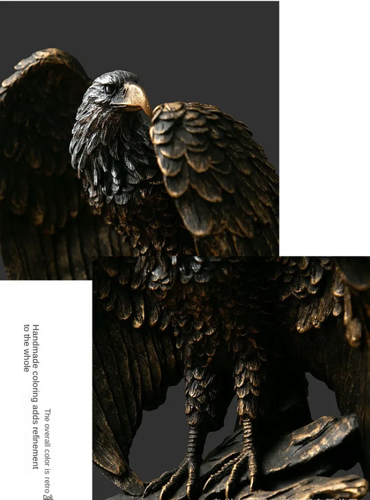 Bronze Resin Eagle Collectible Decorative Statue Home Decor Office Art Ornament Birthday Holiday