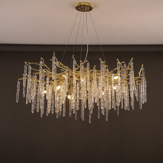 Modern Crystal Chandelier Manufacturer Golden Branch Indoor Luxury Hotel Restaurant Ceiling Hanging