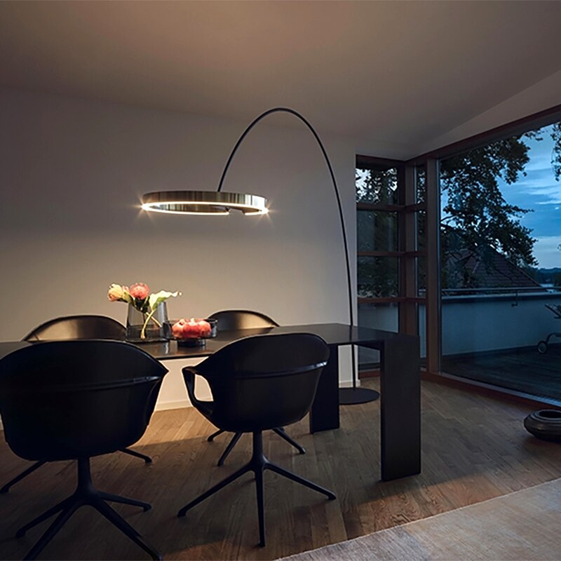 Led Floor Lamp Ring Shape Modern Creative Living Room Fishing Bedroom Bedside Lobby Vertical Lamps