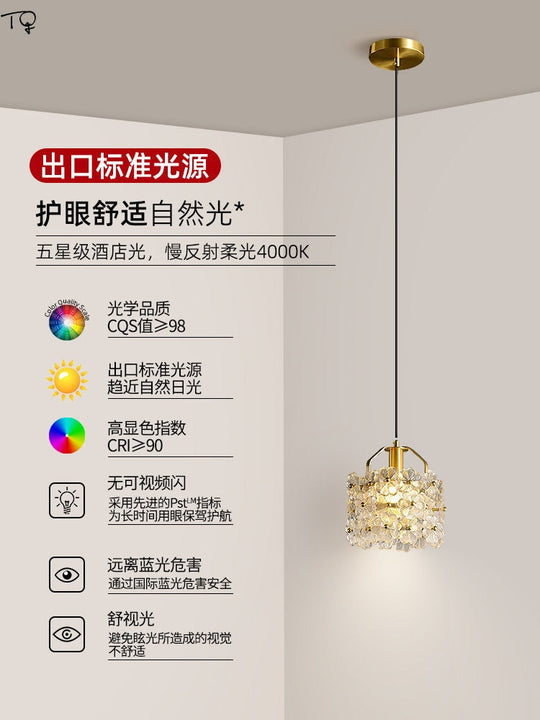 French Luxury Gold Lustre Copper Crystal Flower Pendant Lights Led E14 Designer Modern Light