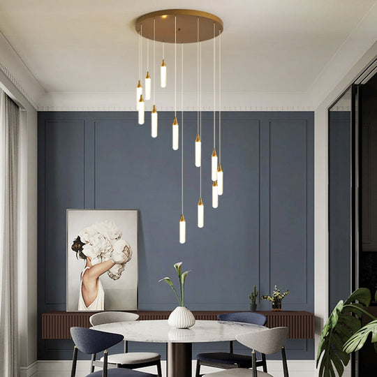 Duplex Stair Long Chandeliers High - Rise Apartment Rotating Jump - Storey Loft Ceiling Decoration