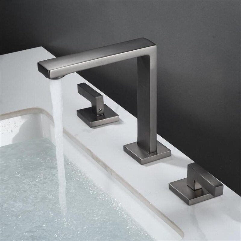 Black Basin Faucet Total Brass Brushed Gold Bathroom Antique Sink Faucets 3 Hole Hot And Cold