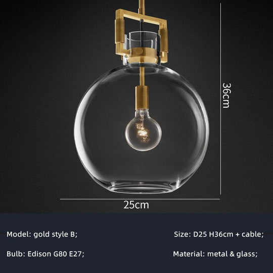American Retro Edison E27 Led Pendant Light - Gold Metal Adjustable Droplight For Indoor Lighting