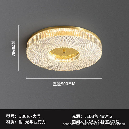 New Round Ceiling Lamp Led Light Luxury All - Copper Lamps For Living Room Restaurant Aisle Sun