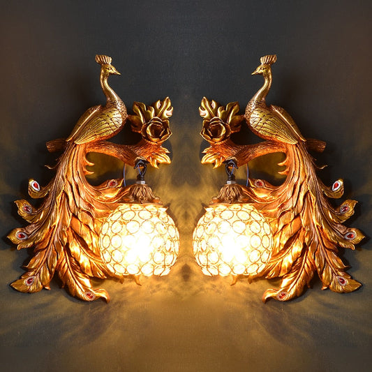 Nordic Led Wall Lamps Retro Peacock Sconce Lamp