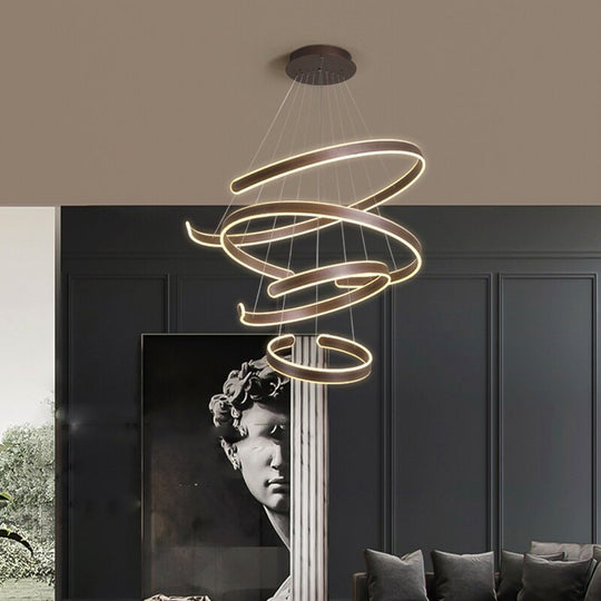Modern 4 Round Ring Led Ceiling Chandeliers For Living Dining Room Staircase Hanging Lamp Home