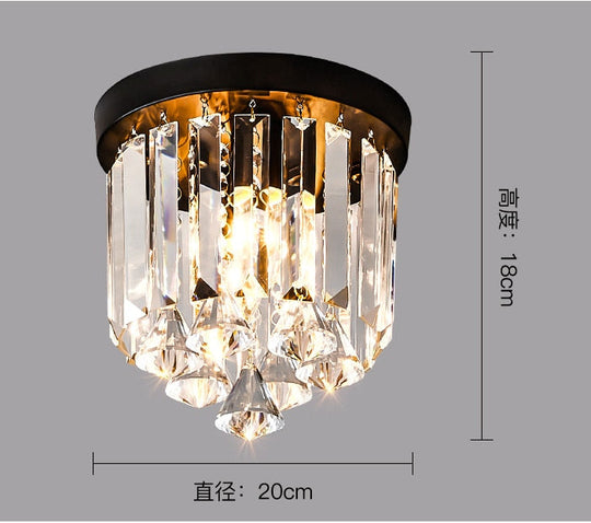 American Round Crystal Ceiling Lamp Modern Simple Corridor Lights Fixture Decor Home Lighting