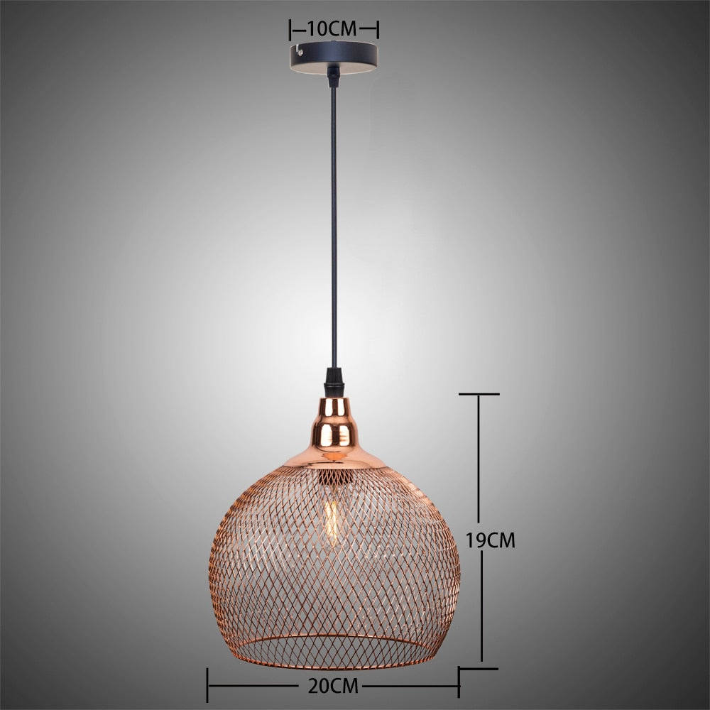 Nordic Restaurant Bar Lighting Living Room Walkway Retro Rose Gold Bird Cage Creative Light Fixture