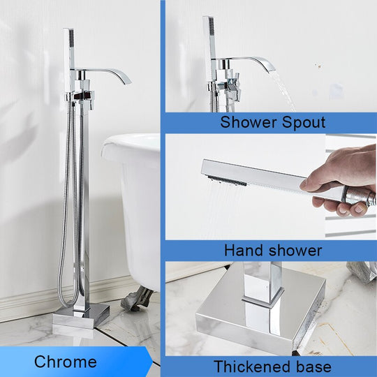 Bathroom Bathtub Faucet Black Flooring Standing Single Handle Cold And Hot Water Mixer Tap Crane