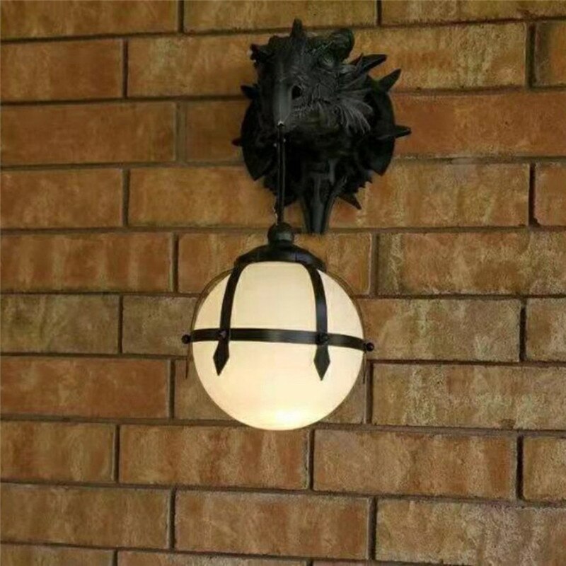 Led Dinosaur Hanging Lamp Lantern Industrial Style Resin Dragon Head Crafts Pendent Halloween