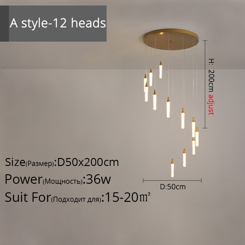 Duplex Stair Long Chandeliers High - Rise Apartment Rotating Jump - Storey Loft Ceiling Decoration