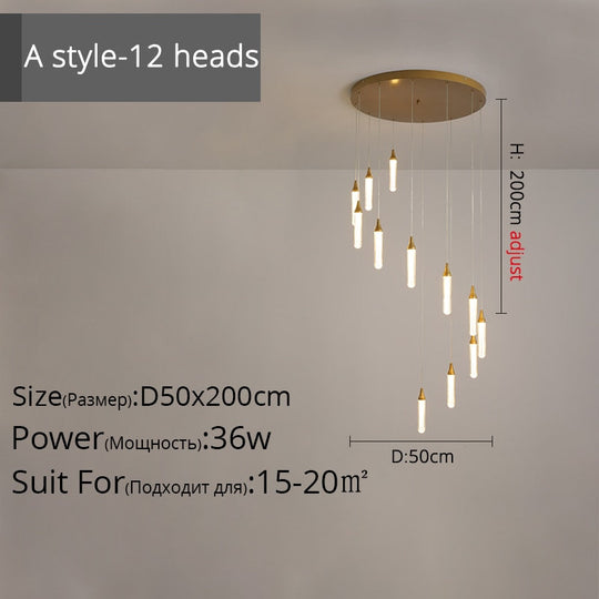 Duplex Stair Long Chandeliers High - Rise Apartment Rotating Jump - Storey Loft Ceiling Decoration