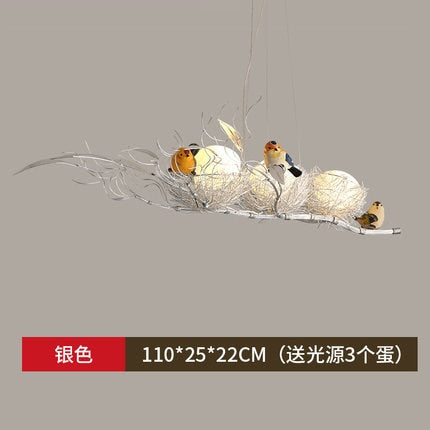 Post - Modern Individual Lovely Bird Nest Led Pendant Light Iron Art Hanging Lamp Animal Dining