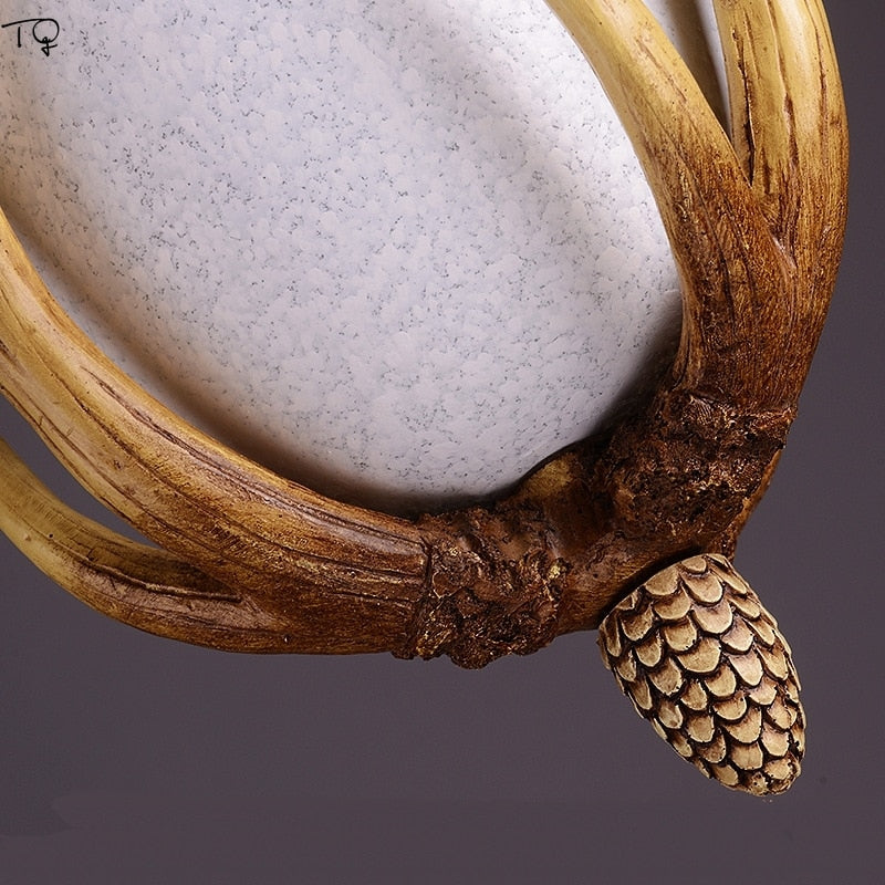 American Country Retro Pine Cone Resin Antler Pendant Light Atmosphere Vintage Hanging Lamp Bedside