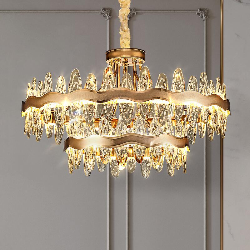 Living Room Luxury Crystal Chandeliers Modern Island Lighting Golden Lobby Decorative Lights