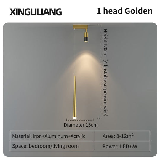 Bedside Chandelier Background Wall Home Decoration Bedroom Golden Pendant Light With Spotlight 1A