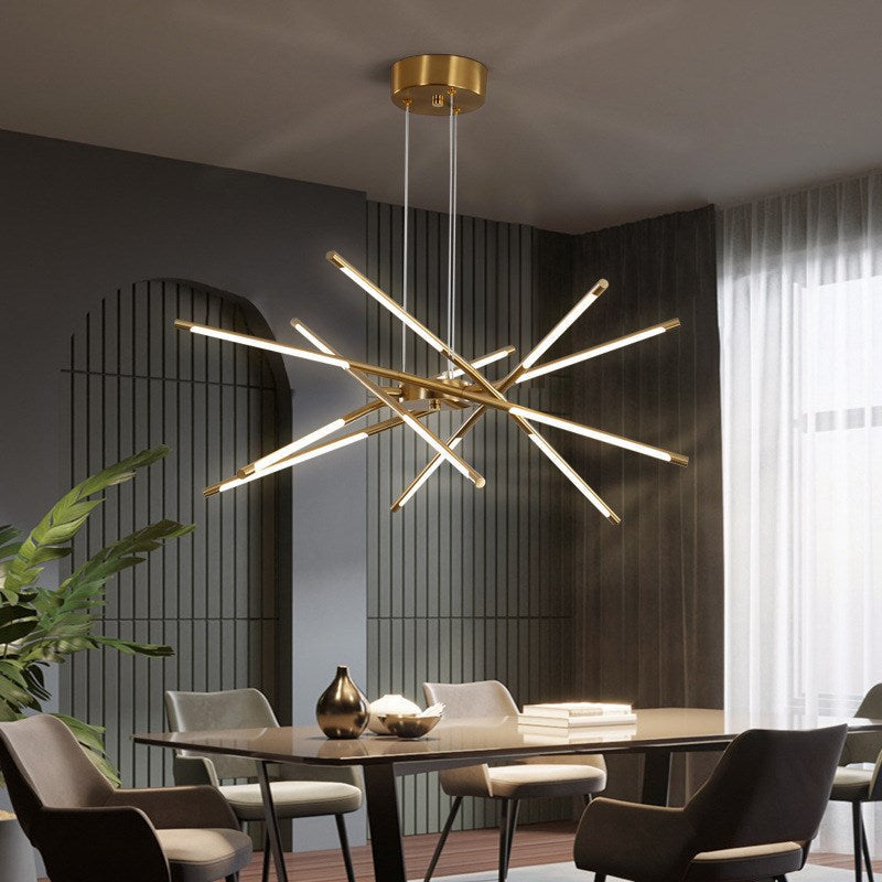 Nordic Screw Propeller Led Chandeliers For Living Dining Room Pendant Lights Iron Art Light Stick
