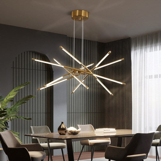 Nordic Screw Propeller Led Chandeliers For Living Dining Room Pendant Lights Iron Art Light Stick