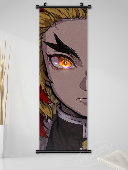 Demon Slayer Anime Scroll Art - Rengoku Kyoujurou Canvas Poster For Home Decor 25X75Cm / Purple