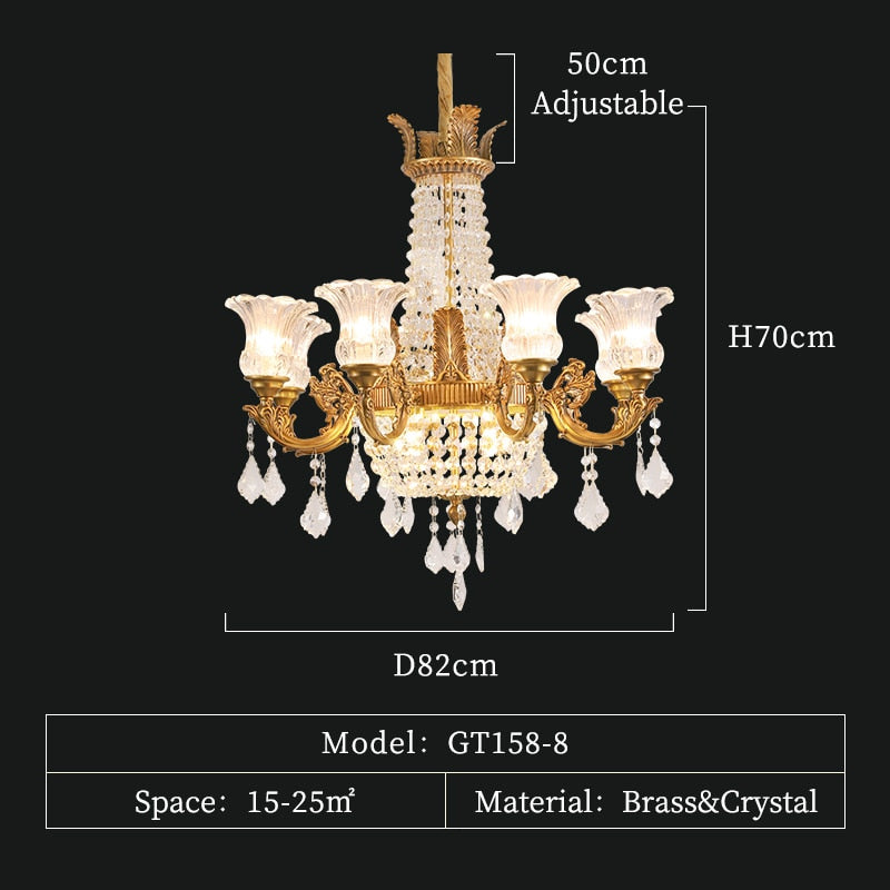 Palazzo - European Style Luxury Golden Brass Crystal Decoration Pendant Lamp For Hotel And Home