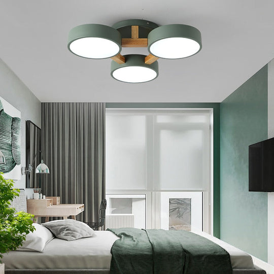 Nordic Style Decorative Wood Art Led Ceiling Light For Living Room Ceiling