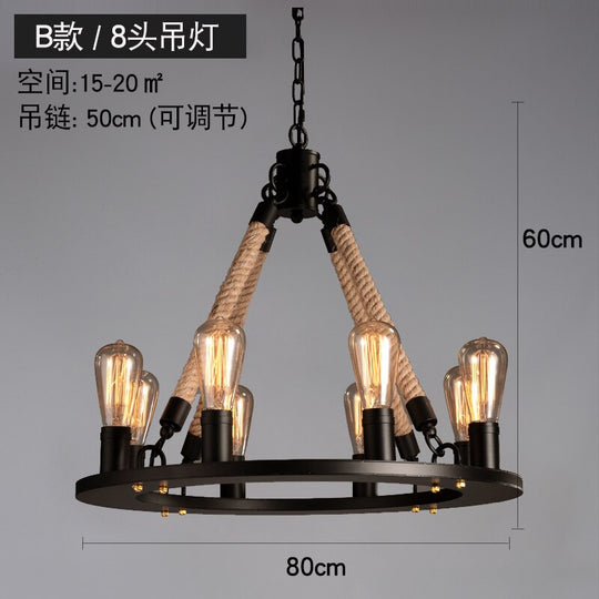 Vintage Retro Hemp Rope Industrial Pendant Light For Living Room Home Design Kitchen Fixtures