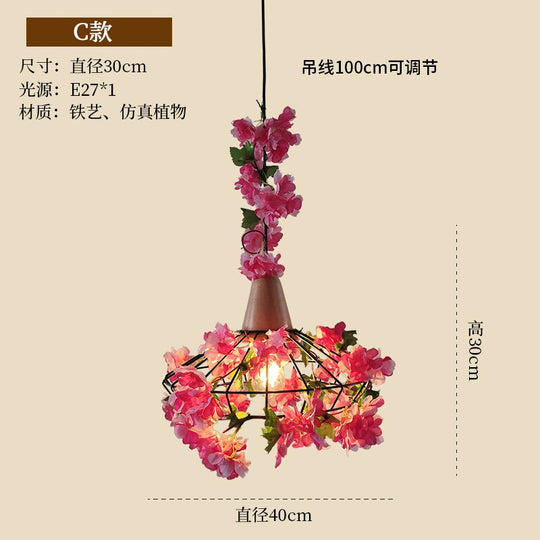 Simulation Flower Birdcage Plant Pendant Light Theme Tavern Restaurant Clothing Store Business