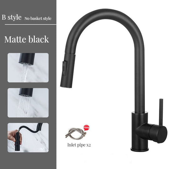 Brass Kitchen Faucets Pull Out Spout Mixer Taps Hot Cold Water Accessories Deck Mounted Stream