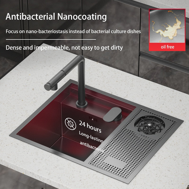 Hidden Cup Washer Sink Nano Stainless Steel Kitchen Bar Invisible To Make A Camper Van With Cover