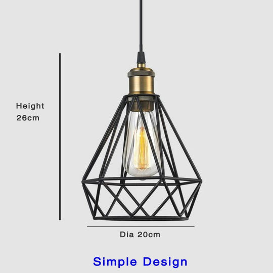 Retro Industrial Chandelier Russian Attic Cage Diamond - Shaped Hemp Rope Dining Room Living