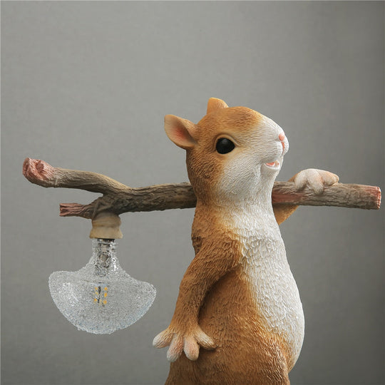 Resin Squirrel Led Night Light - Children’s Room Table Decor Animal - Themed Desk Lamp Bedside