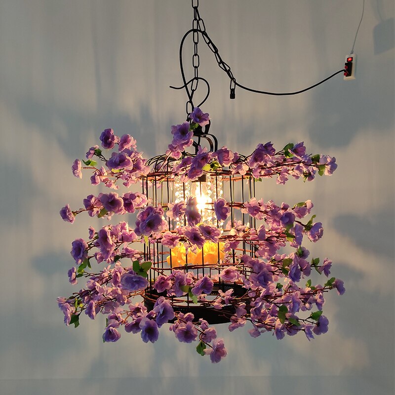 Pastoral Style Exquisite Simulation Flower Arrangement Pendant Light Theme Restaurant Cafe