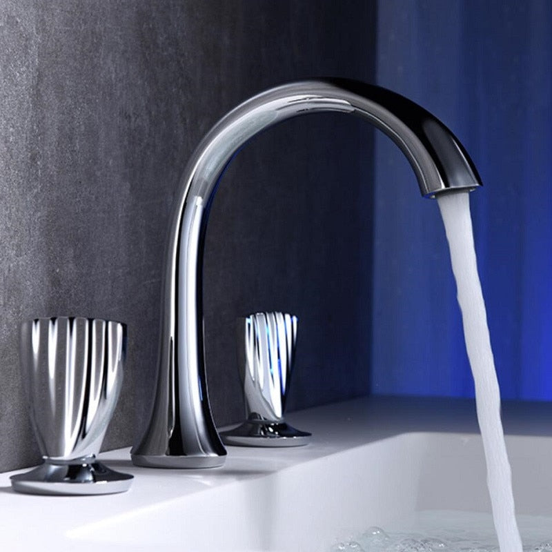 Bathroom Basin Brass Faucet Rose Gold Double Handle Tap Luxury Basin Mixer Hot And Cold Shower Room