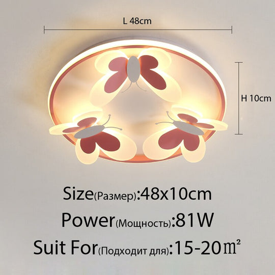New Modern Butterfly Decorative Led Ceiling Lights Study Living Children Room Kid Bedroom Salon
