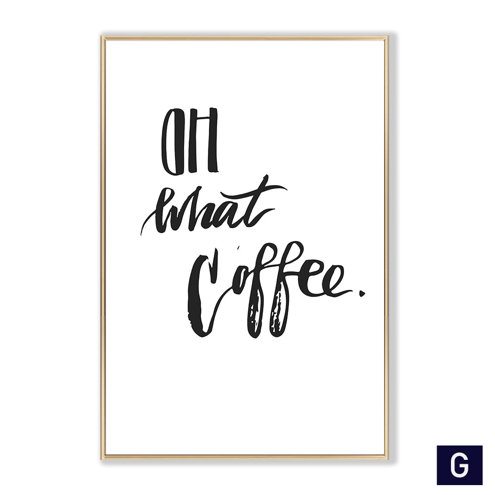 Black White Canvas Painting Nordic Kitchen Quotes Wall Posters Art Prints Pictures For Dining Room