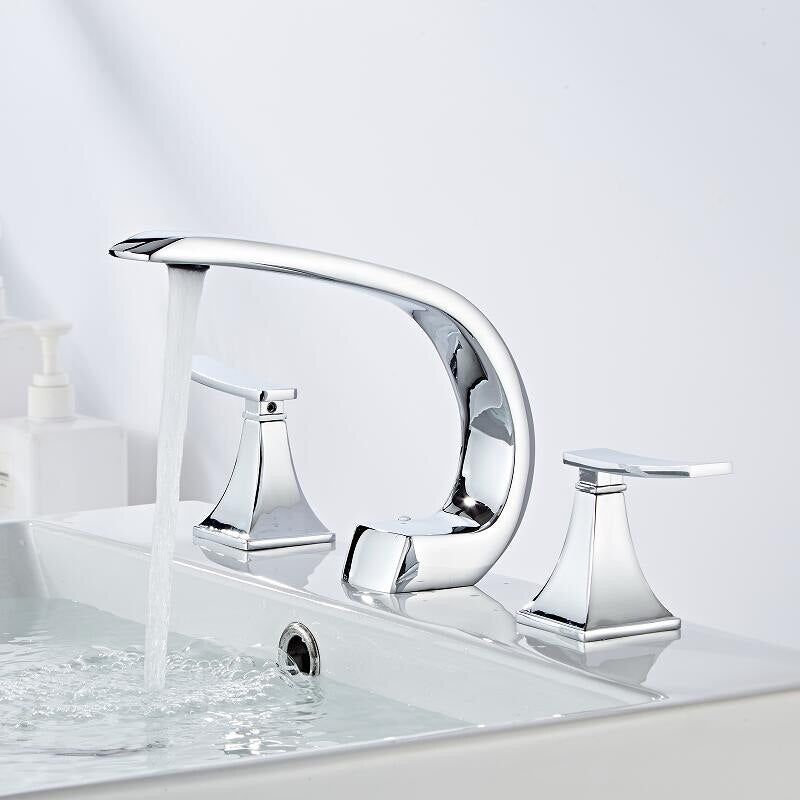Bathroom Faucet Rose Gold Widespread Basin Black Tap Luxury Mixer Hot And Cold Shower Room Sink