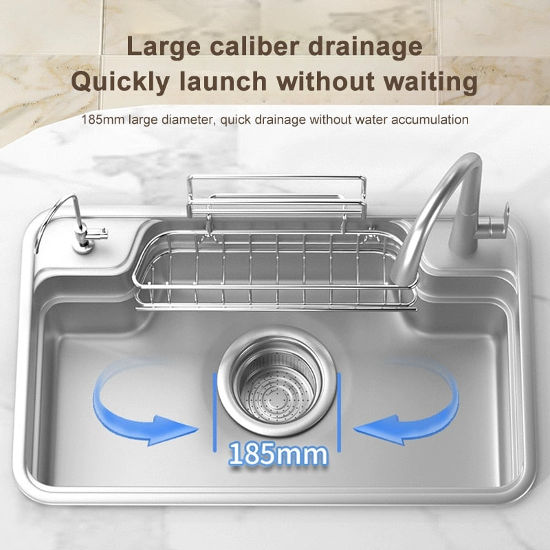 Stainless Steel Kitchen Sink Large Single Slot Household Dishwashing Under The Counterbasin