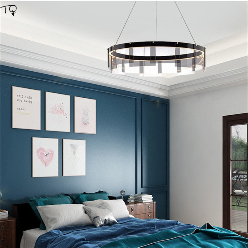 Post Modern Minimalist Round Smoke Gray Glass Pendant Lights Designer Luxury Hanging Lamp Living