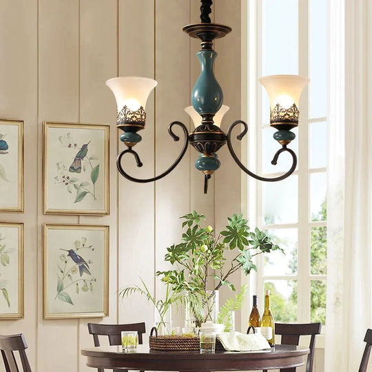 Isabella European Vintage Ceramic Chandelier - Classic Metal And Glass Design For Living Rooms