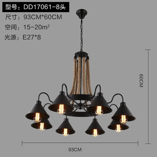 Vintage Retro Hemp Rope Industrial Pendant Light For Living Room Home Design Kitchen Fixtures
